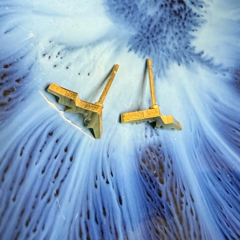 14K Gold Stainless Steel Mountain Earrings